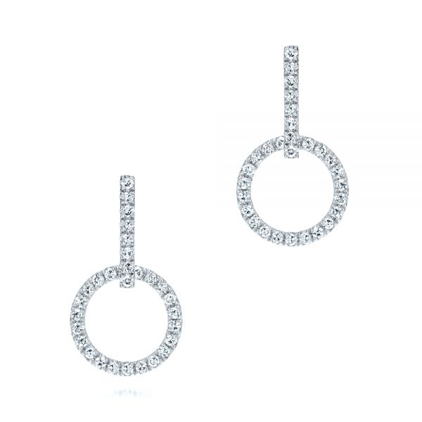 14k White Gold 14k White Gold Open Circle Diamond Earrings - Three-Quarter View -  106227 - Thumbnail