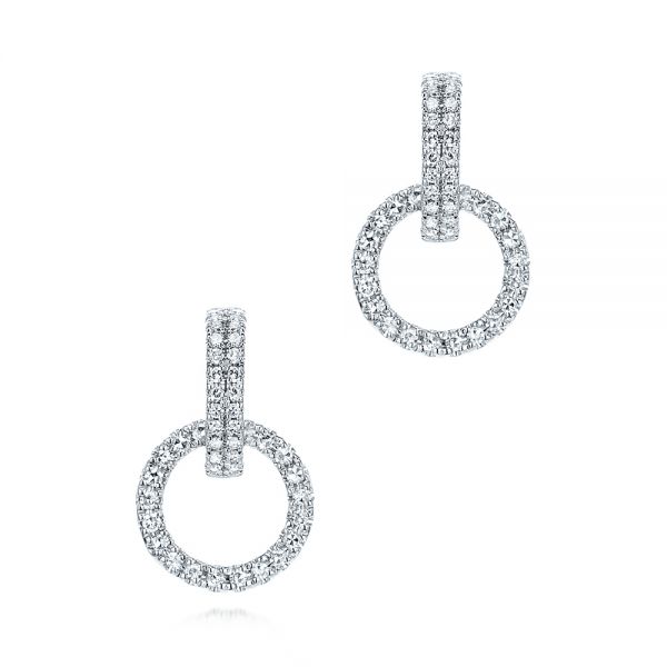 18k White Gold 18k White Gold Open Circle Diamond Earrings - Three-Quarter View -  106228