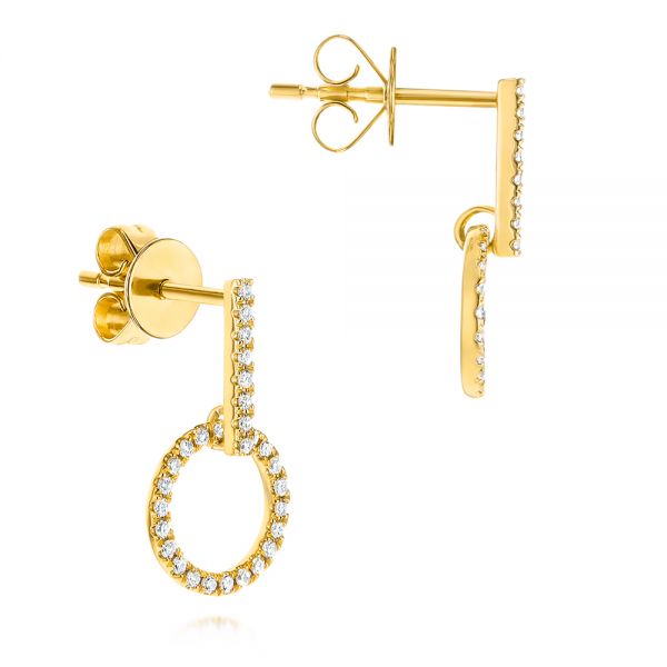 18k Yellow Gold 18k Yellow Gold Open Circle Diamond Earrings - Front View - 106227