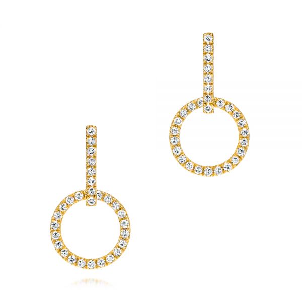 14k Yellow Gold 14k Yellow Gold Open Circle Diamond Earrings - Three-Quarter View -  106227 - Thumbnail