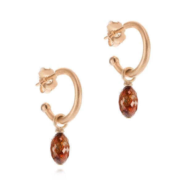 14k Rose Gold 14k Rose Gold Open Hoop Diamond Briolette Earrings - Front View - 105811