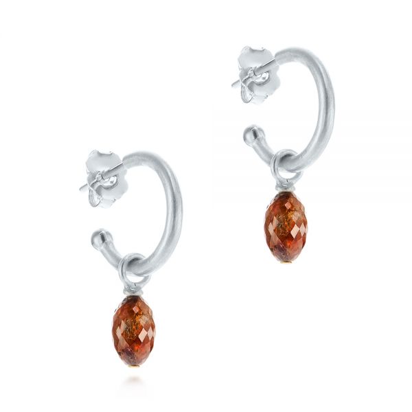  Platinum Platinum Open Hoop Diamond Briolette Earrings - Front View -  105811