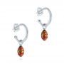  Platinum Platinum Open Hoop Diamond Briolette Earrings - Front View -  105811 - Thumbnail