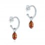 14k White Gold 14k White Gold Open Hoop Diamond Briolette Earrings - Front View -  105811 - Thumbnail