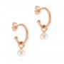 14k Rose Gold Open Hoop Pearl Earrings - Front View -  105810 - Thumbnail