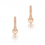 14k Rose Gold Open Hoop Pearl Earrings - Three-Quarter View -  105810 - Thumbnail