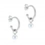 18k White Gold 18k White Gold Open Hoop Pearl Earrings - Front View -  105810 - Thumbnail