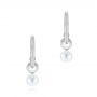 14k White Gold 14k White Gold Open Hoop Pearl Earrings - Three-Quarter View -  105810 - Thumbnail