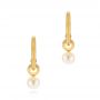 14k Yellow Gold 14k Yellow Gold Open Hoop Pearl Earrings - Three-Quarter View -  105810 - Thumbnail