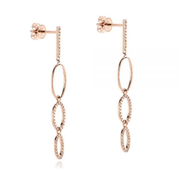 18k Rose Gold 18k Rose Gold Open Oval Diamond Dangle Earrings - Front View -  106998