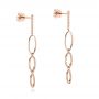 18k Rose Gold 18k Rose Gold Open Oval Diamond Dangle Earrings - Front View -  106998 - Thumbnail