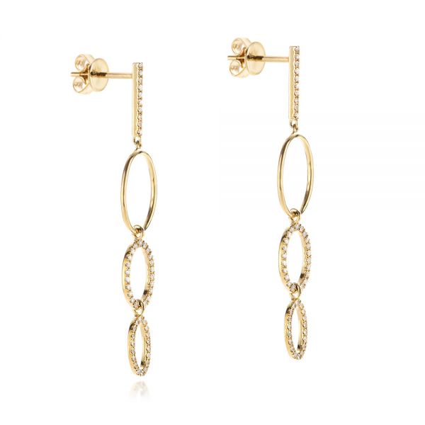 14k Yellow Gold 14k Yellow Gold Open Oval Diamond Dangle Earrings - Front View -  106998