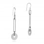 14k White Gold Paper Clip Chain And Disc Drop Earrings