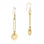 14k Yellow Gold Paper Clip Chain And Disc Drop Earrings