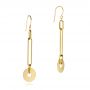 18k Yellow Gold Paper Clip Chain And Disc Drop Earrings