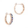 18k Rose Gold 18k Rose Gold Pastel Blue Sapphire And Diamond Hoop Earrings - Front View -  106063 - Thumbnail