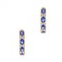 14k Rose Gold 14k Rose Gold Pastel Blue Sapphire And Diamond Hoop Earrings - Three-Quarter View -  106063 - Thumbnail
