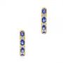 18k Yellow Gold 18k Yellow Gold Pastel Blue Sapphire And Diamond Hoop Earrings - Three-Quarter View -  106063 - Thumbnail
