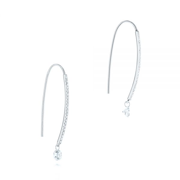 14k White Gold 14k White Gold Pave Floating Round Diamond Earrings - Front View -  106690 - Thumbnail