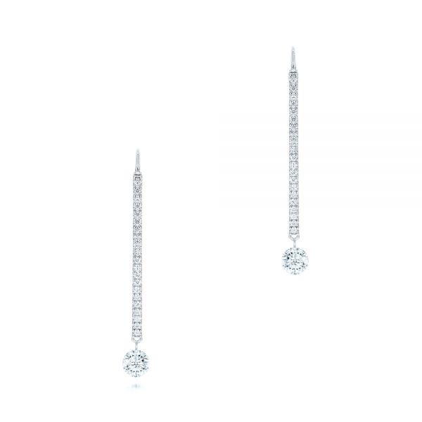 Pave Floating Round Diamond Earrings - Image