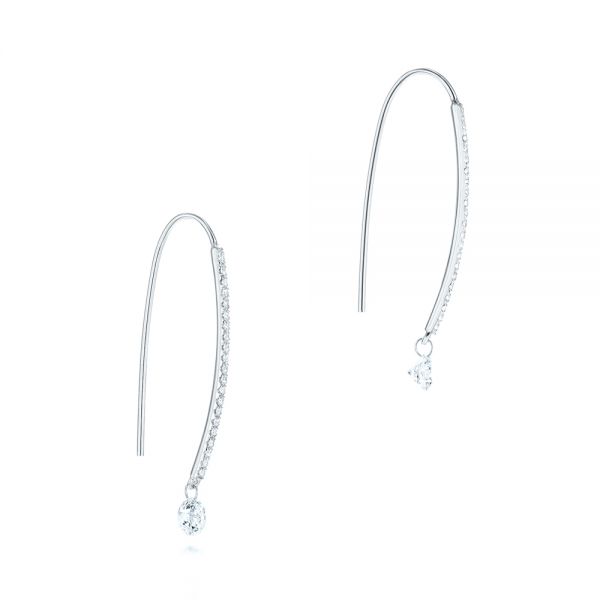 14k White Gold 14k White Gold Pave Round Diamond Earrings - Front View -  106690