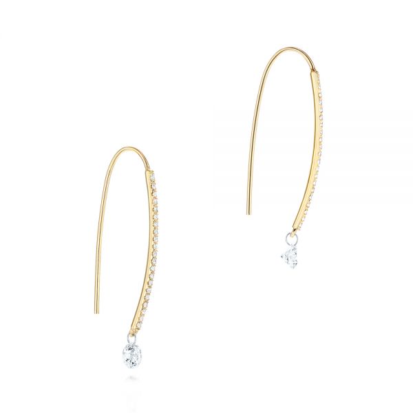  Yellow Gold Yellow Gold Pave Round Diamond Earrings - Front View -  106690