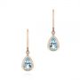 18k Rose Gold 18k Rose Gold Pear Shaped Aquamarine And Diamond Earrings - Three-Quarter View -  106054 - Thumbnail