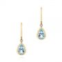 18k Yellow Gold 18k Yellow Gold Pear Shaped Aquamarine And Diamond Earrings - Three-Quarter View -  106054 - Thumbnail