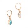 14k Rose Gold 14k Rose Gold Pear Shaped Blue Topaz And Diamond Earrings - Front View -  106055 - Thumbnail