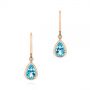 18k Rose Gold 18k Rose Gold Pear Shaped Blue Topaz And Diamond Earrings - Three-Quarter View -  106055 - Thumbnail