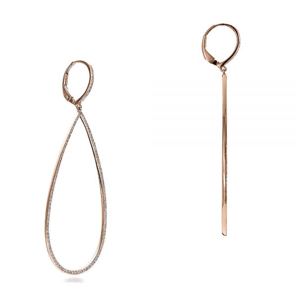 14k Rose Gold 14k Rose Gold Pear-shaped Diamond Drop Earrings - Front View - 100829