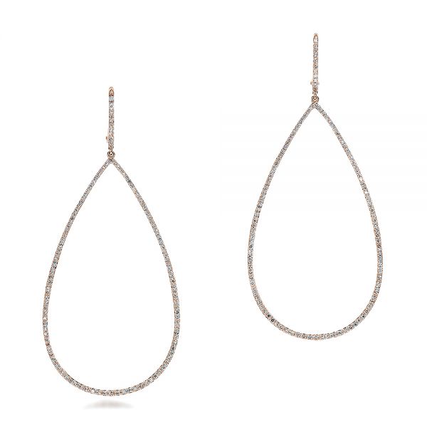 14k Rose Gold 14k Rose Gold Pear-shaped Diamond Drop Earrings - Three-Quarter View - 100829