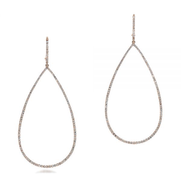 14k Rose Gold 14k Rose Gold Pear-shaped Diamond Drop Earrings - Three-Quarter View -  100829