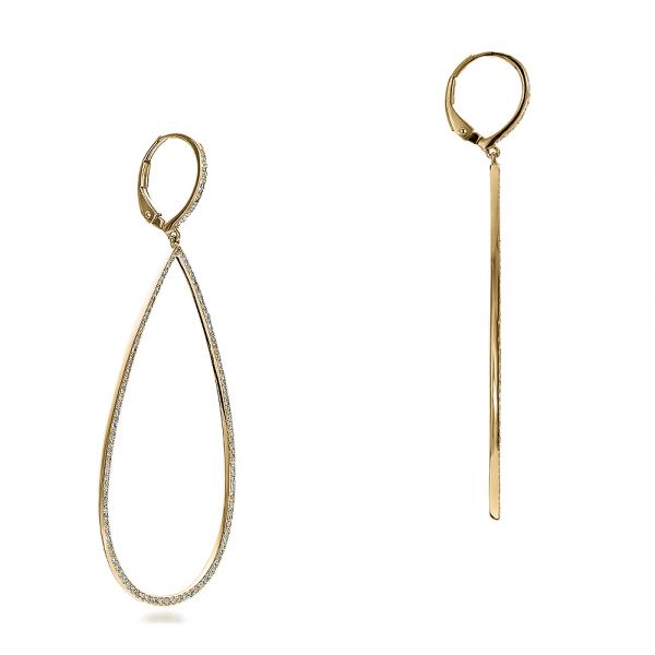 14k Yellow Gold 14k Yellow Gold Pear-shaped Diamond Drop Earrings - Front View - 100829
