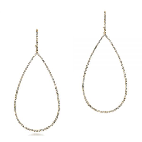 14k Yellow Gold 14k Yellow Gold Pear-shaped Diamond Drop Earrings - Three-Quarter View - 100829