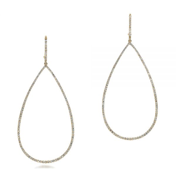 14k Yellow Gold 14k Yellow Gold Pear-shaped Diamond Drop Earrings - Three-Quarter View -  100829