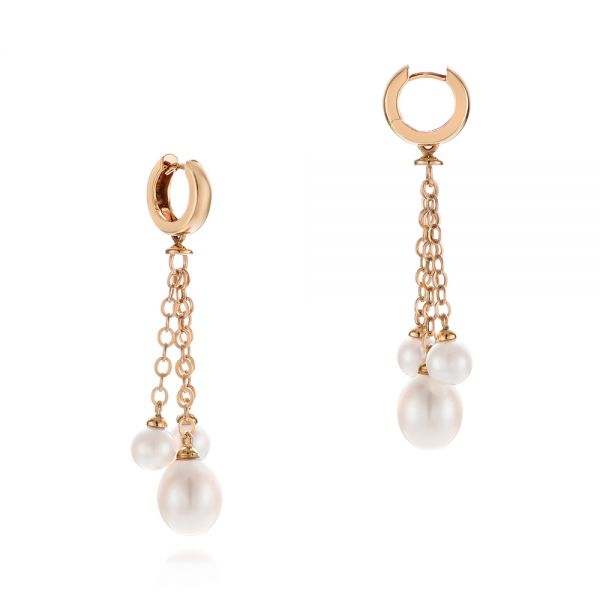 14k Rose Gold 14k Rose Gold Pearl Drop Earrings - Front View -  105350
