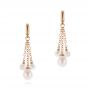 18k Rose Gold 18k Rose Gold Pearl Drop Earrings - Three-Quarter View -  105350 - Thumbnail