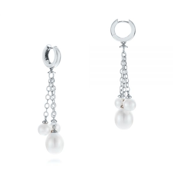 Platinum Platinum Pearl Drop Earrings - Front View -  105350