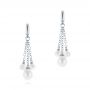 18k White Gold 18k White Gold Pearl Drop Earrings - Three-Quarter View -  105350 - Thumbnail