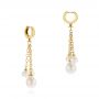18k Yellow Gold Pearl Drop Earrings - Front View -  105350 - Thumbnail