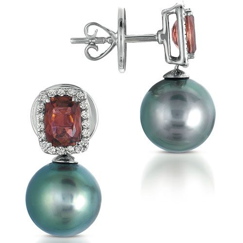 Pearl Topaz And Diamond Earrings - Vanna K - Three-Quarter View -  1047