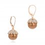 14k Rose Gold Pearl And Diamond Dangle Earrings - Front View -  103540 - Thumbnail