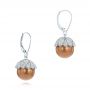 14k White Gold 14k White Gold Pearl And Diamond Dangle Earrings - Front View -  103540 - Thumbnail