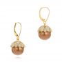 18k Yellow Gold 18k Yellow Gold Pearl And Diamond Dangle Earrings - Front View -  103540 - Thumbnail