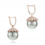 18k Rose Gold 18k Rose Gold Pearl And Diamond Drop Earrings - Front View -  103293 - Thumbnail