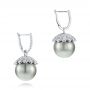 18k White Gold Pearl And Diamond Drop Earrings - Front View -  103293 - Thumbnail