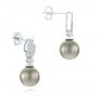 14k White Gold Pearl And Diamond Drop Earrings - Front View -  103618 - Thumbnail