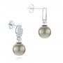  Platinum Platinum Pearl And Diamond Drop Earrings - Front View -  103618 - Thumbnail