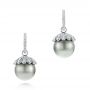 14k White Gold 14k White Gold Pearl And Diamond Drop Earrings - Three-Quarter View -  103293 - Thumbnail